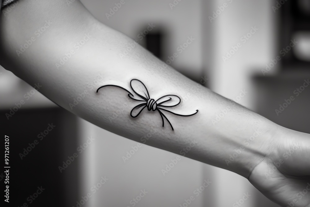 Obraz premium A tattoo of a quote in elegant cursive, wrapping around the forearm or across the ribcage, serving as daily inspiration