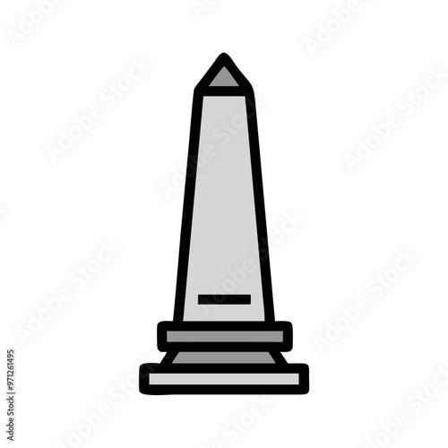 Obelisk Monument Black and Gray Icon 