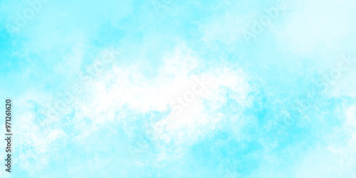 Beautiful blue sky with white clouds. Abstract nature background of romantic summer blue sky with fluffy clouds. Watercolor blue color texture background, clouds and sky pattern illustration cloudy.	

