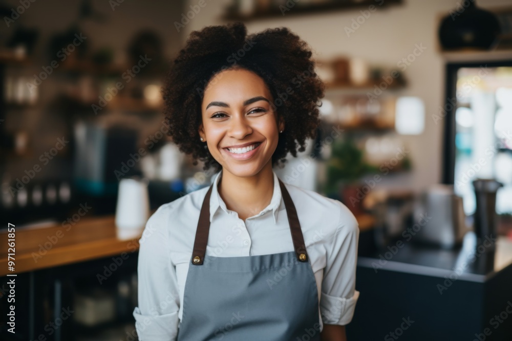 Smiling portrait of a young female barista Smiling portrait of a young female barista