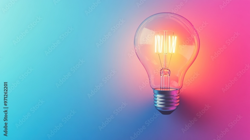 Modern Light Bulb Icon in Minimal Style on Bright Colorful Background Modern Light Bulb Icon in Minimal Style on Bright Colorful Background