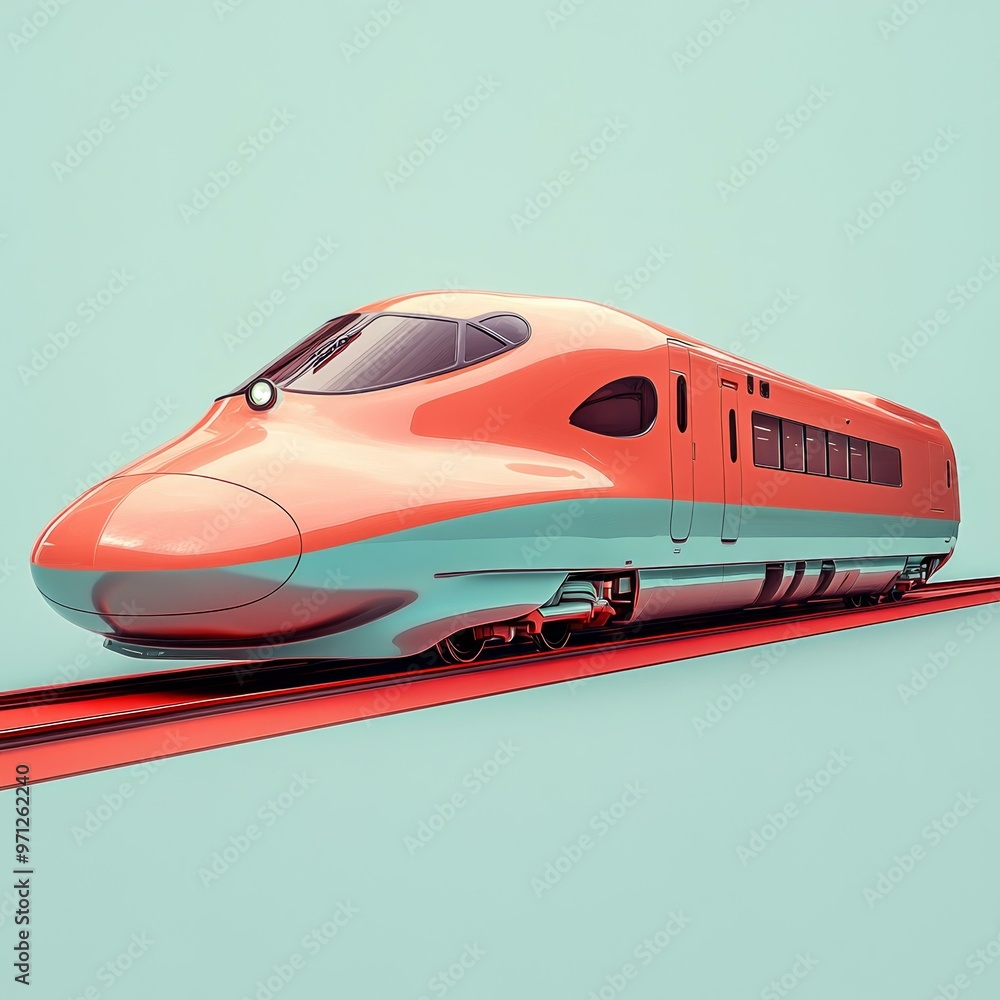 Modern Train on Track, Designed for High Speed Modern Train on Track, Designed for High Speed