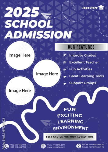 Creative and modern kids admission poster Design Template.