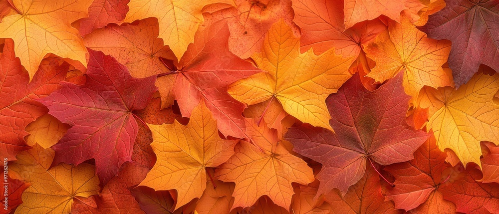 A close up of many orange autumn leaves A close up of many orange autumn leaves