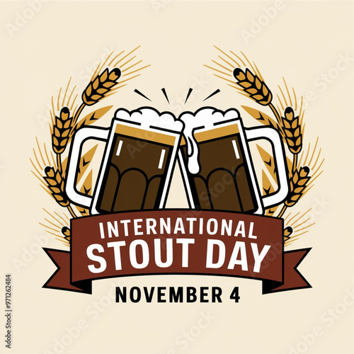 Celebrating International Stout Day with classic beer glasses illustration