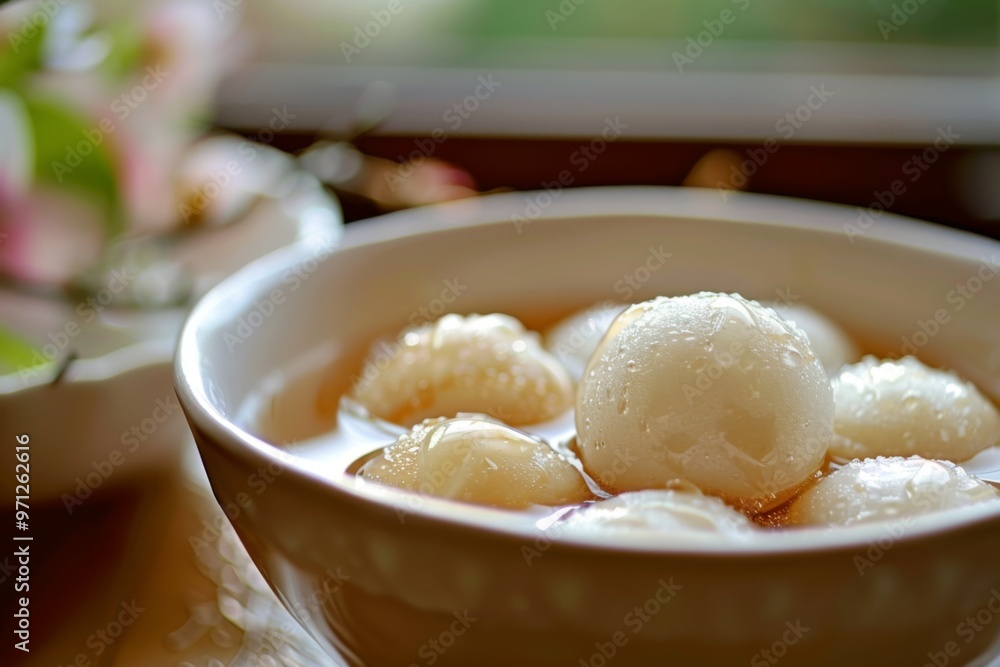 Soft and spongy roshogollas floating in sugar syrup Soft and spongy roshogollas floating in sugar syrup
