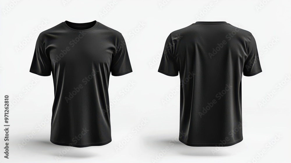 A black t-shirt with a white background A black t-shirt with a white background