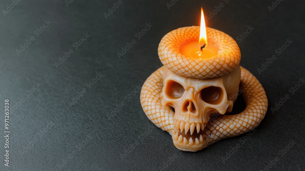 Burning Skull Candle with Snake Design for Halloween Decor Burning Skull Candle with Snake Design for Halloween Decor