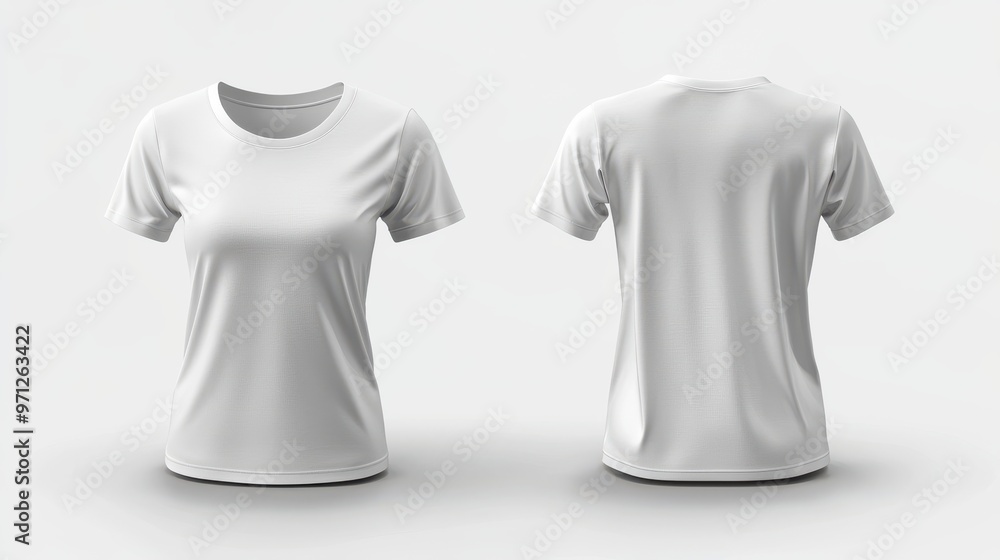 Women's white t-shirt with a white background Women's white t-shirt with a white background
