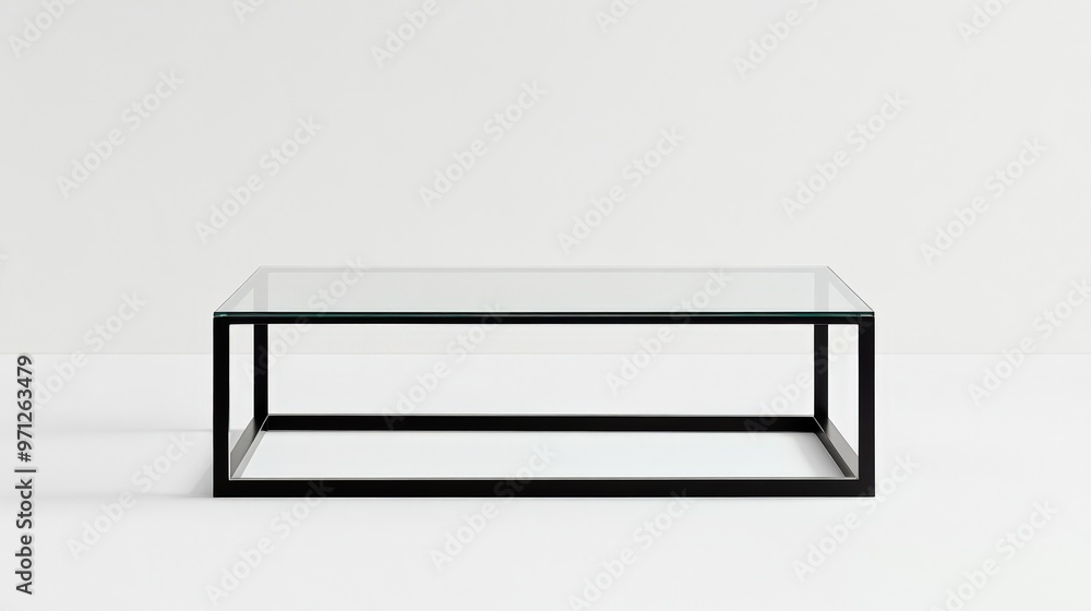 Stylish glass coffee table with a sleek black metal frame, perfect for modern living spaces and interior decor. Stylish glass coffee table with a sleek black metal frame, perfect for modern living spaces and interior decor.