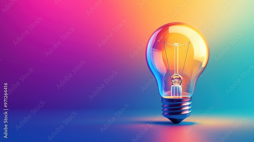Modern Light Bulb Icon in Minimal Style on Bright Colorful Background Modern Light Bulb Icon in Minimal Style on Bright Colorful Background