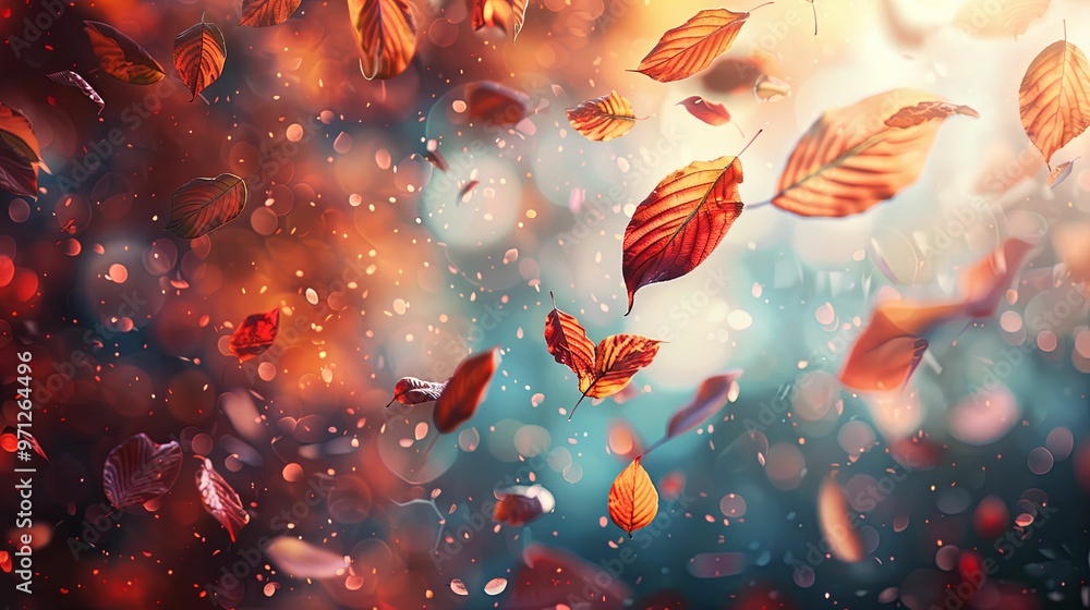 Falling Autumn Leaves with Bokeh Background Falling Autumn Leaves with Bokeh Background