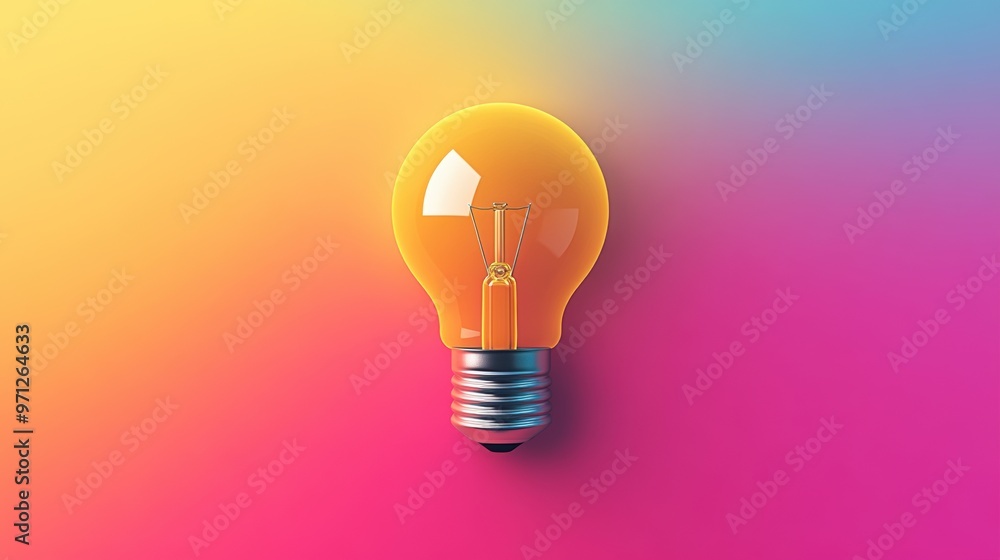 Modern Light Bulb Icon in Minimal Style on Bright Colorful Background Modern Light Bulb Icon in Minimal Style on Bright Colorful Background