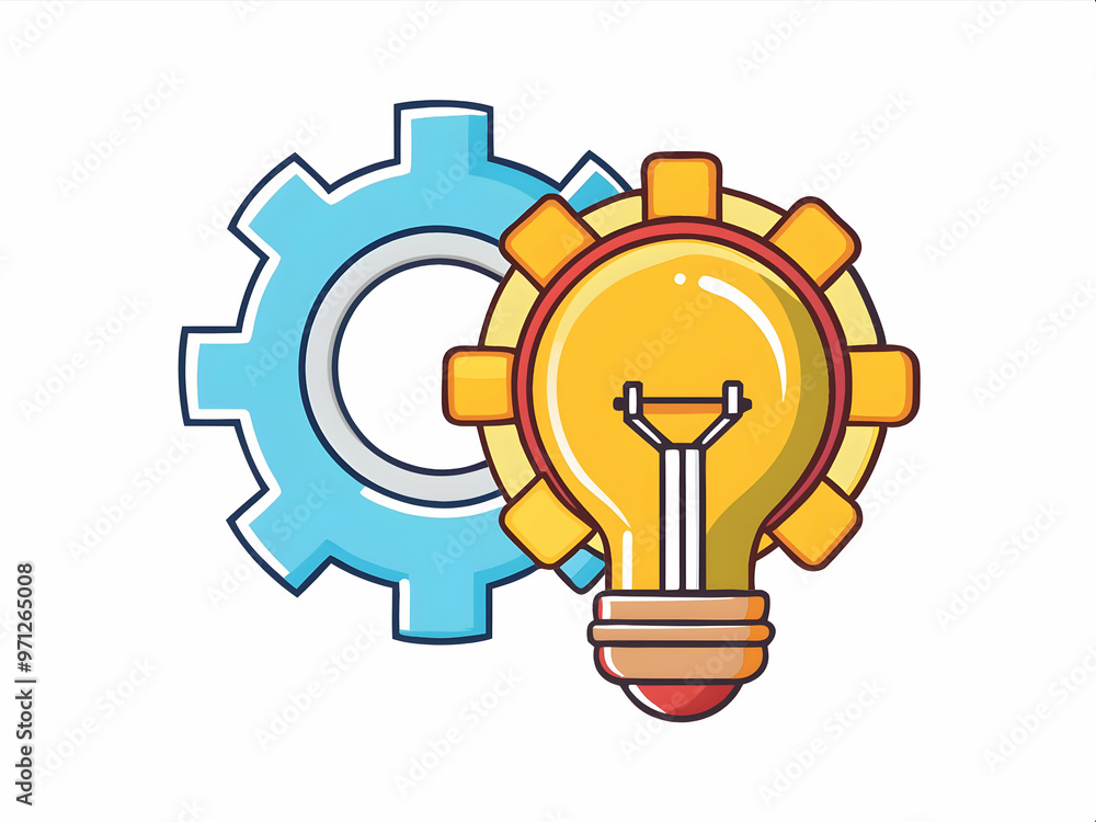 A gear and lightbulb combination logo, symbolizing innovation and problem-solving in tech A gear and lightbulb combination logo, symbolizing innovation and problem-solving in tech