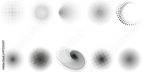 halftone dotted circle set collection