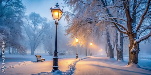 Street lights in winter