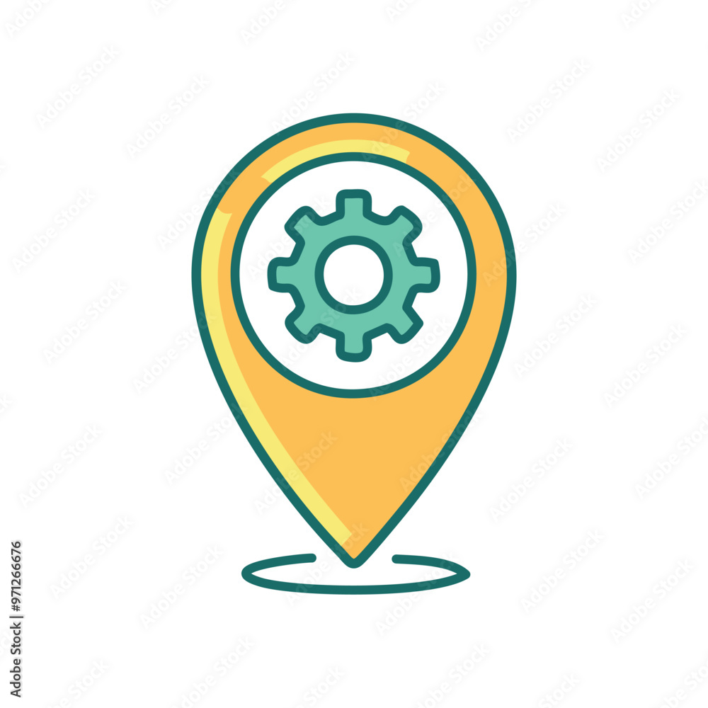 Location service settings. Location pin with gear icon symbolizing service settings and adjustments. Location service settings. Location pin with gear icon symbolizing service settings and adjustments.