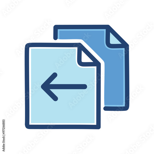 Undo file icon. Blue file icon with left arrow, symbolizing undo action.