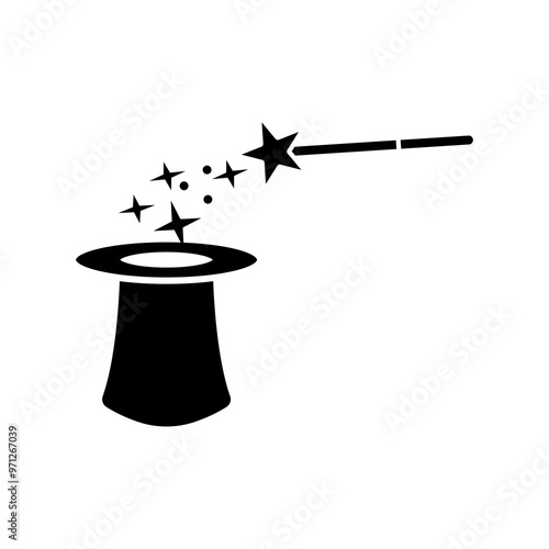 magic hat and magic wand icon