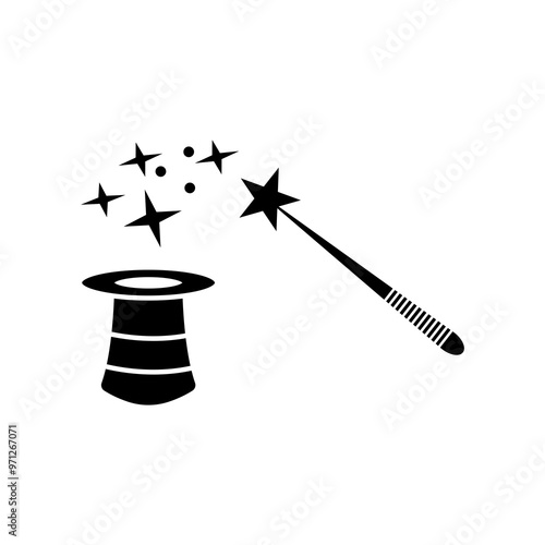 magic hat and wand icon