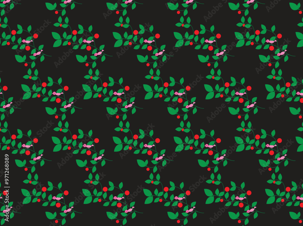  Bird leaf pattern Print
