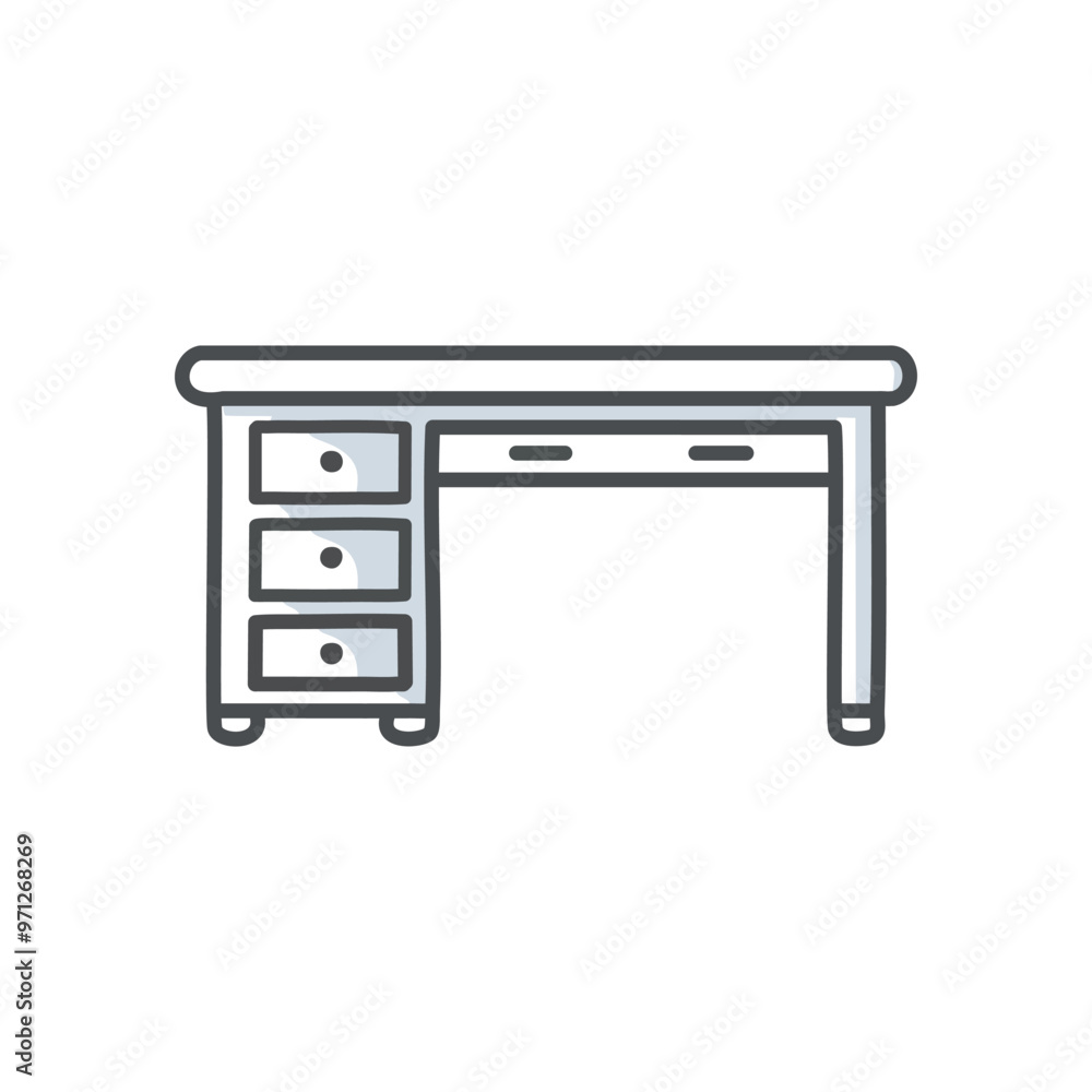 Desk with drawers. Simple illustration of a desk with four drawers and a flat desktop. Ideal for office, study or workspace. Desk with drawers. Simple illustration of a desk with four drawers and a flat desktop. Ideal for office, study or workspace.
