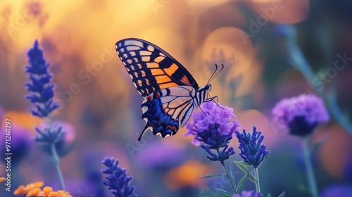 Wallpaper Mural Butterfly drinks from flowers. Torontodigital.ca