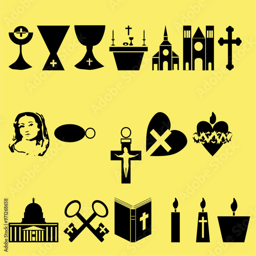 Christian icons set vector