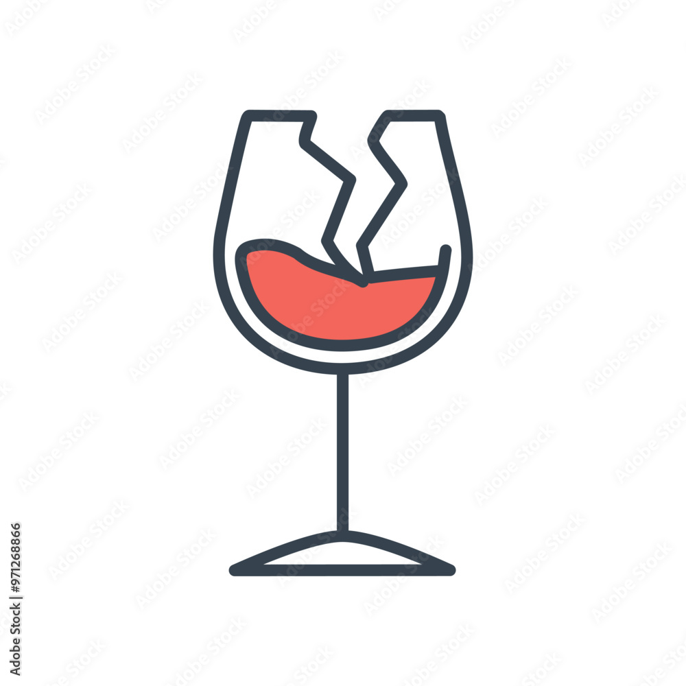 Broken wine glass. A cracked wine glass with red liquid. Broken dreams, shattered hopes, and disappointment. Broken wine glass. A cracked wine glass with red liquid. Broken dreams, shattered hopes, and disappointment.