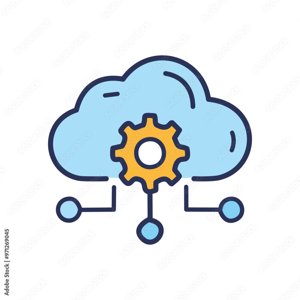 Cloud service setup. Cloud computing, data storage, network, and gear configuration. Cloud service setup. Cloud computing, data storage, network, and gear configuration.