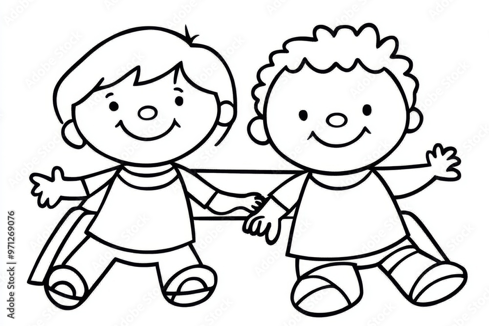 The design is a continuous line drawing with a child sliding down a slide and a boy smiling at her on the other side of the slide in kindergarten. This art illustration is a simple one line drawing The design is a continuous line drawing with a child sliding down a slide and a boy smiling at her on the other side of the slide in kindergarten. This art illustration is a simple one line drawing