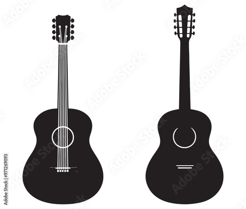 Acoustic guitar isolated on white guitar icon Vector illustration