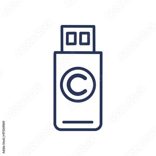 Copyright drive. USB drive with copyright symbol, symbolizing intellectual property protection.