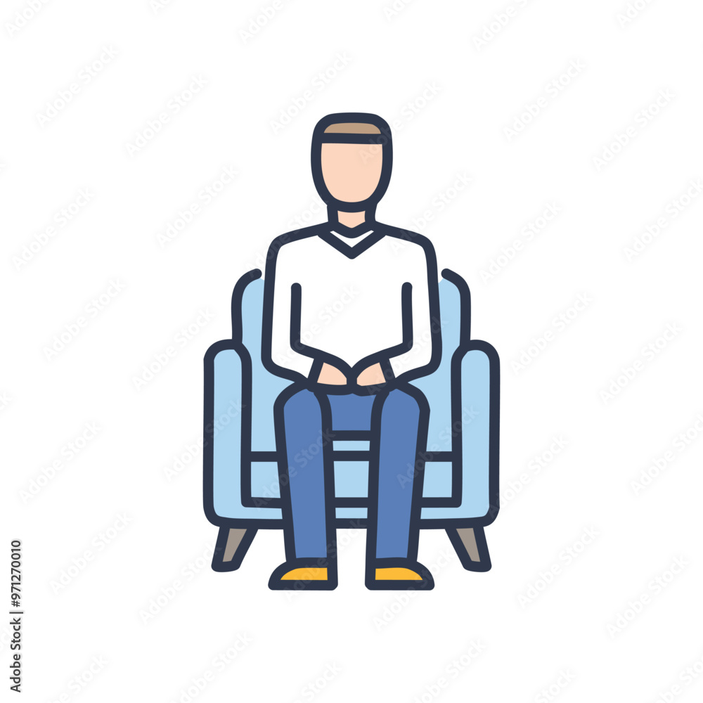 Man sitting in chair. Man in casual clothing relaxing in a comfy armchair. Perfect for themes of relaxation, leisure, and comfort. Man sitting in chair. Man in casual clothing relaxing in a comfy armchair. Perfect for themes of relaxation, leisure, and comfort.
