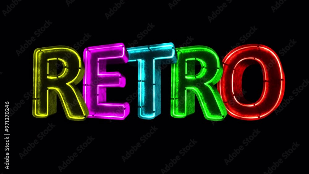 Neon RETRO Text On Alpha Loop Neon RETRO Text On Alpha Loop