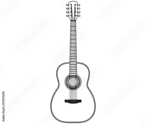 Acoustic guitar isolated on white guitar icon Vector illustration