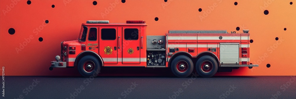 Red Fire Truck, Emergency Vehicle, Safety, Service, Support Red Fire Truck, Emergency Vehicle, Safety, Service, Support