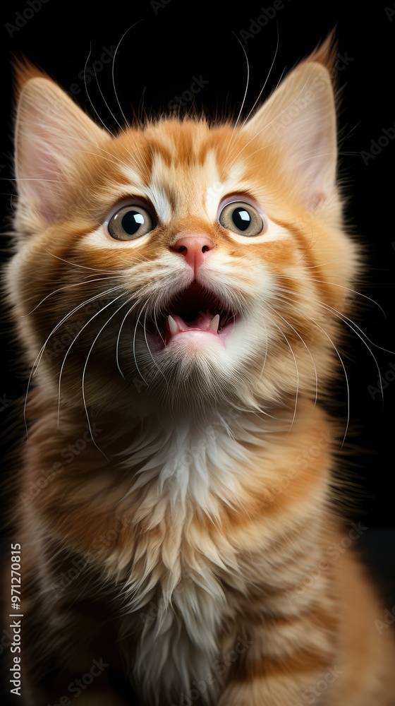 Cute orange kitten meows Cute orange kitten meows