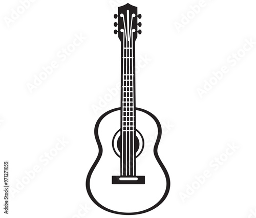 Acoustic guitar isolated on white guitar icon Vector illustration