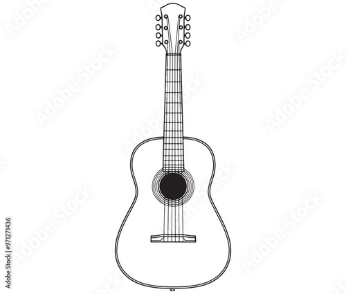 Acoustic guitar isolated on white guitar icon Vector illustration