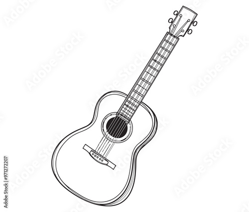 Acoustic guitar isolated on white guitar icon Vector illustration