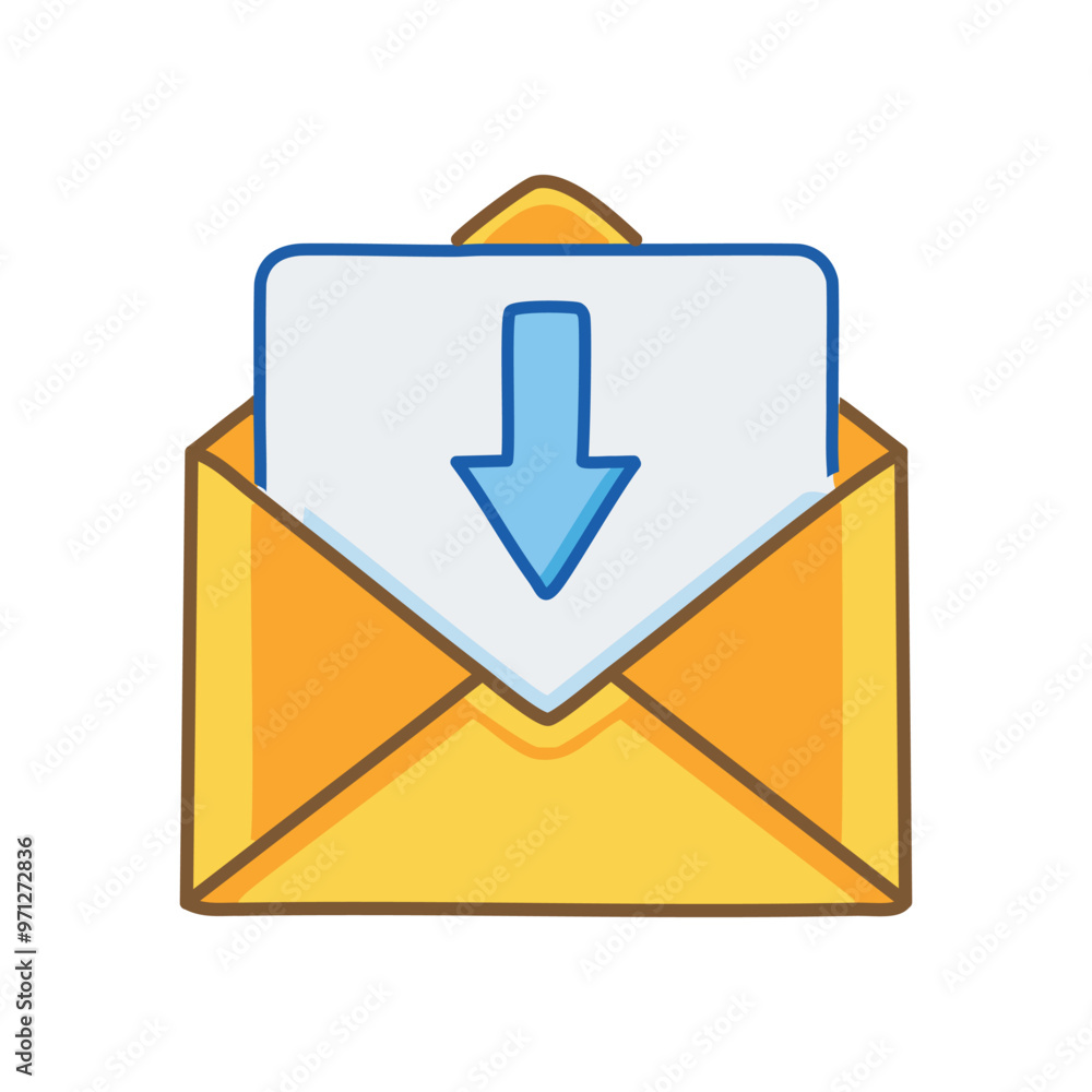Download email icon. Open envelope with a downward arrow, representing receiving information or a message. Download email icon. Open envelope with a downward arrow, representing receiving information or a message.