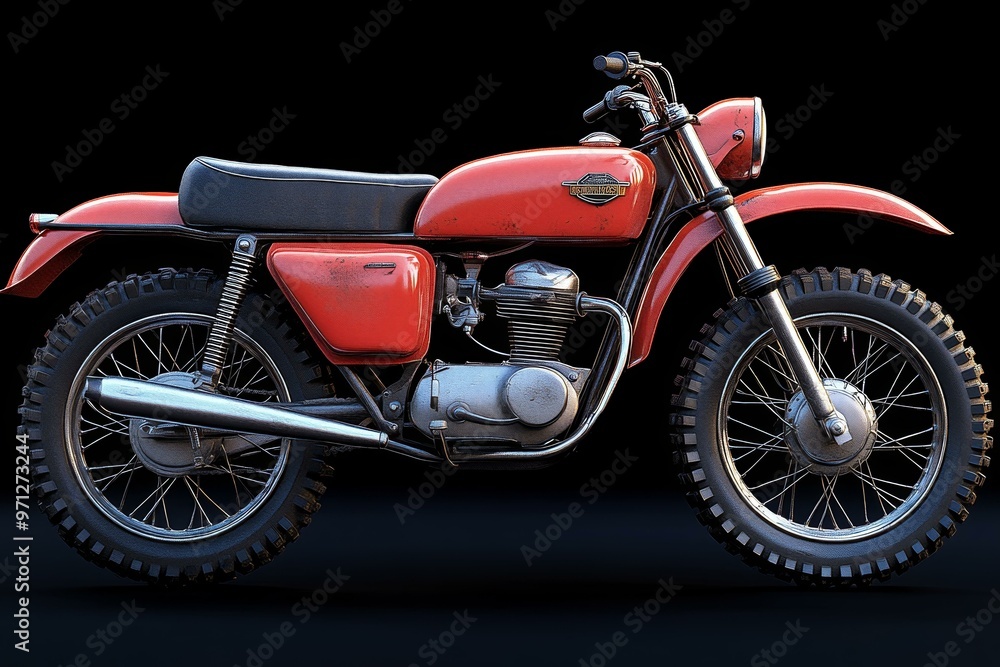 Fototapeta premium Iconic Red Motorcycle Unveiled