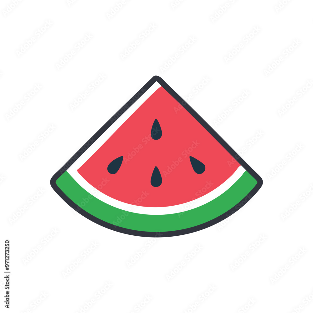 Watermelon slice icon. Simple, flat-style icon of a watermelon slice. Perfect for summer designs. Watermelon slice icon. Simple, flat-style icon of a watermelon slice. Perfect for summer designs.