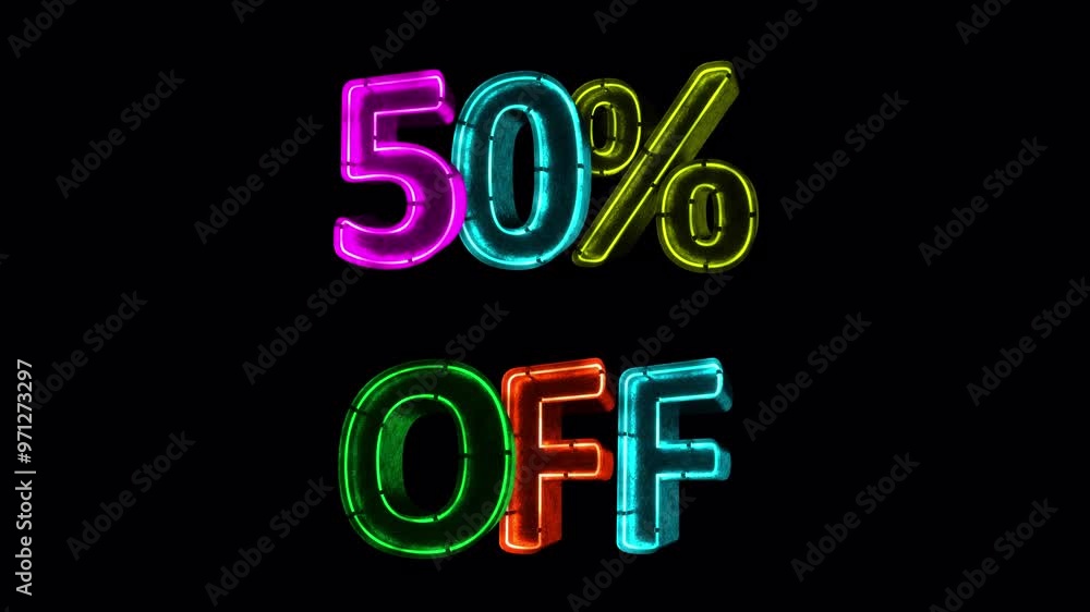 Neon 50 OFF Text On Alpha Loop Neon 50 OFF Text On Alpha Loop