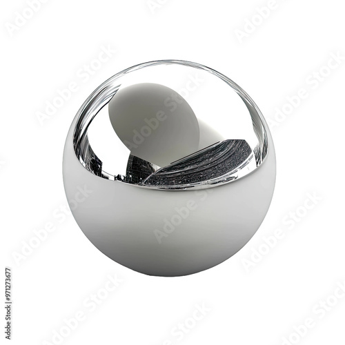 Shiny chrome sphere on black