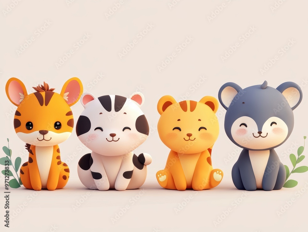 Adorable Cartoon Animal Friends Adorable Cartoon Animal Friends