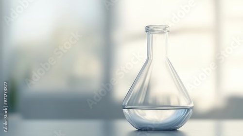 Precision in Glass - Realistic 3D Rendering of Isolated Chemical Flask in Scientific Context