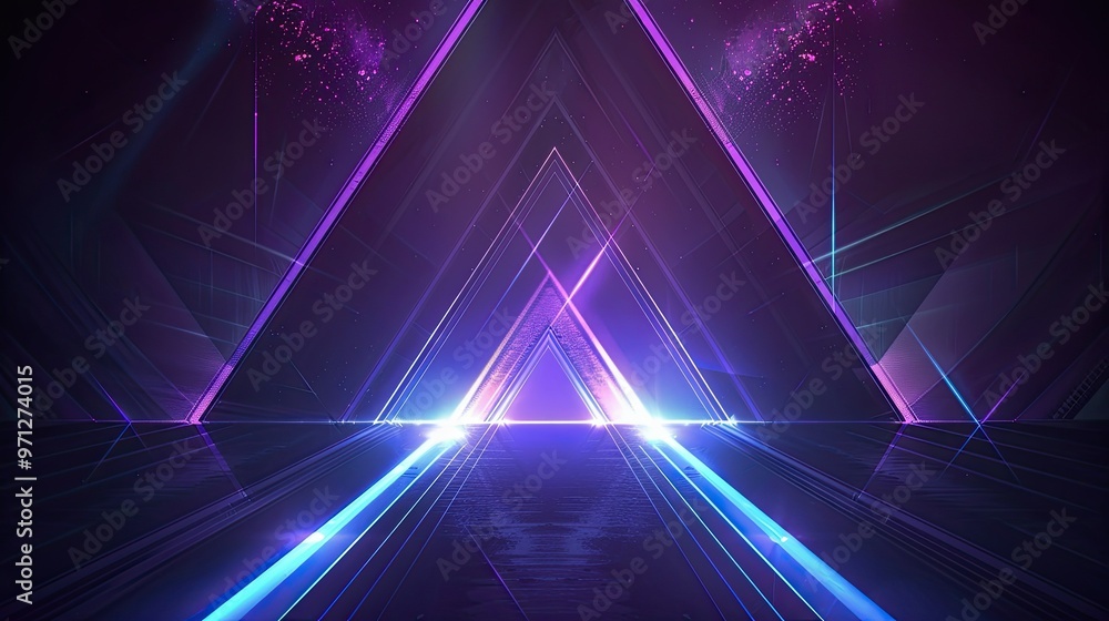 A vibrant digital artwork featuring glowing triangles and beams of light, creating a futuristic and immersive atmosphere. A vibrant digital artwork featuring glowing triangles and beams of light, creating a futuristic and immersive atmosphere.