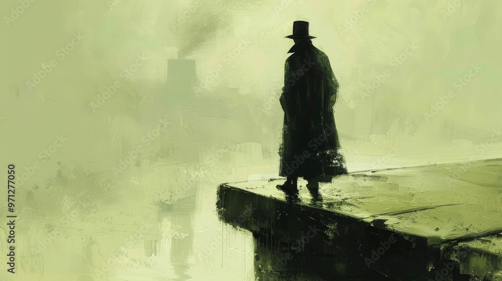 Mysterious figure stands alone by the water's edge, shrouded in fog and intrigue, evoking a sense of suspense and adventure. Mysterious figure stands alone by the water's edge, shrouded in fog and intrigue, evoking a sense of suspense and adventure.